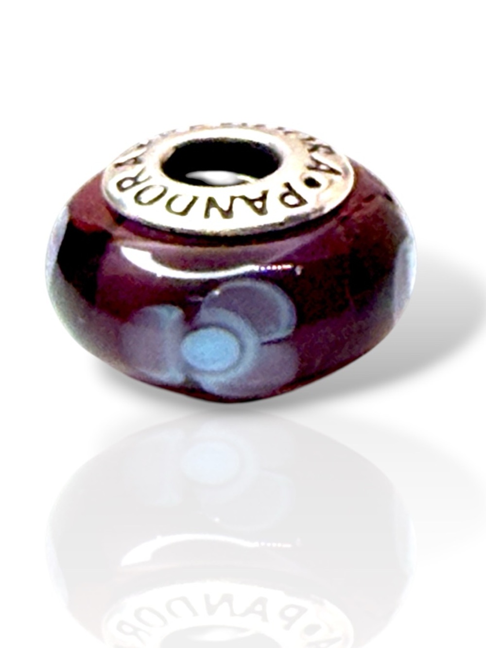 Retired Pandora Purple Flowers For You Murano Charm 790643